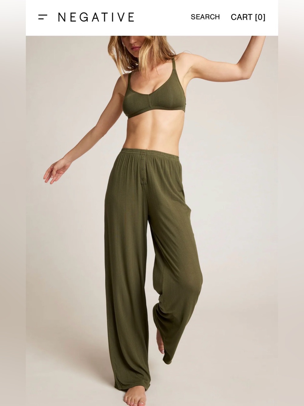 Negative Underwear 2 Piece Set in Moss.